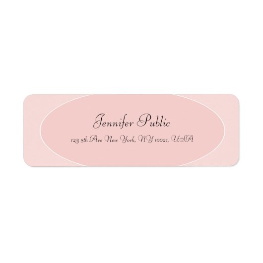 Trendy Modern handgeschreven script Blush Pink Whi Etiket (Voorkant)