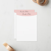 Trendy Modern Handschrift Blush Pink White Elegant Notitiekaartje (Voorkant / Achterkant in situ)