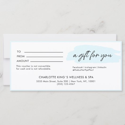 Trendy, modern, handschrift, lichtblauw bedrijf (Voorkant)