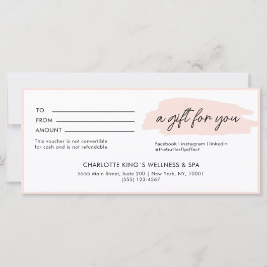 Trendy, modern, handschrift, lichtroze business (Voorkant)