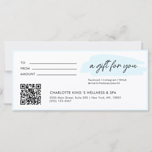 Trendy, modern, handschrift, met qr-code, blauw (Voorkant)