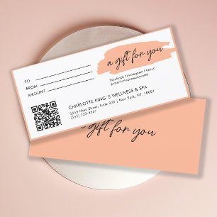 Trendy, modern, handschrift, met qr-code, koraal