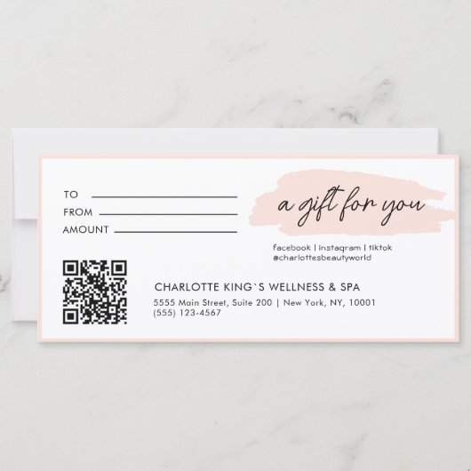 Trendy, modern, handschrift, met qr-code, roze (Voorkant)