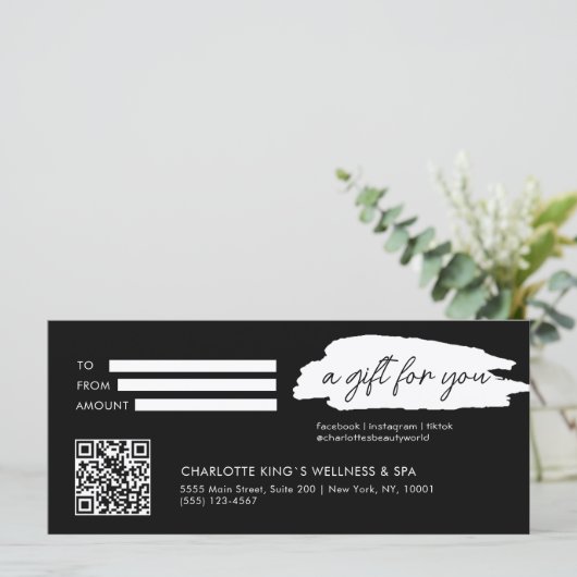 Trendy, modern, handschrift, met qr-code, zwart (Staand voorkant)