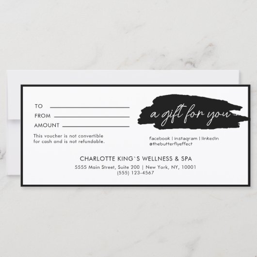 Trendy, modern, handschrift, wit-zwart bedrijf (Voorkant)