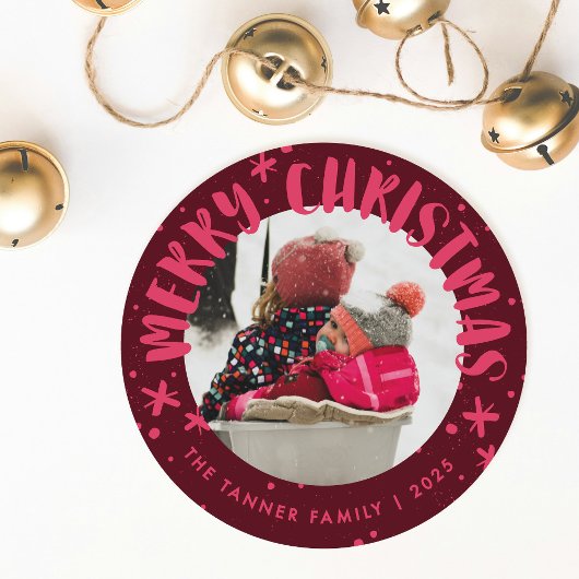 Trendy Modern Handwritten Christmas Photo Card Kaart