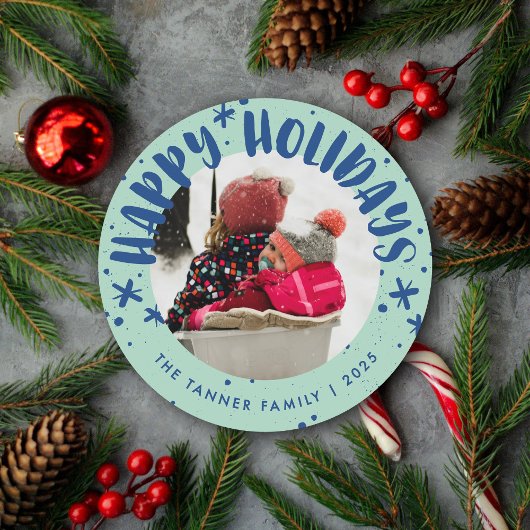 Trendy Modern Handwritten Holiday Photo Card Kaart