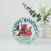 Trendy Modern Handwritten Holiday Photo Card Kaart (Staand voorkant)