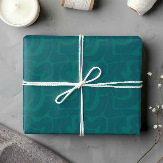 Trendy Modern Helder Gekleurd Turquoise & Marine B Inpakpapier Vel
