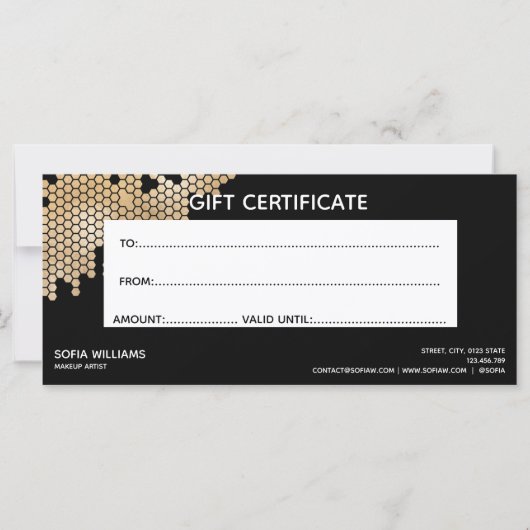 trendy modern honingraat Gold Certificate Gift Kaa (Achterkant)