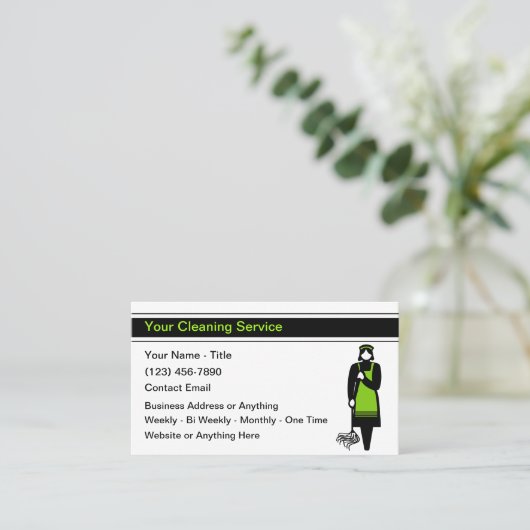 Trendy Modern Huis Schoonmaak Visitekaartjes (Staand voorkant)