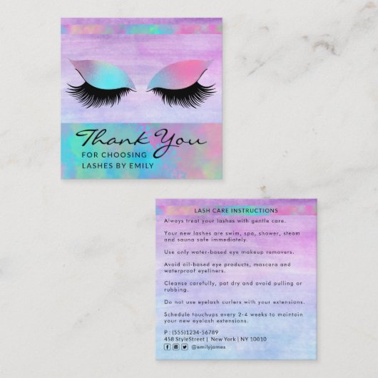 Trendy Modern Iridescent Grafisch Dank je wel Vierkante Visitekaartje (Voorkant / Achterkant)