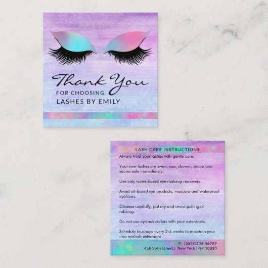 Trendy Modern Iridescent Grafisch Dank je wel Vierkante Visitekaartje (Voorkant / Achterkant)