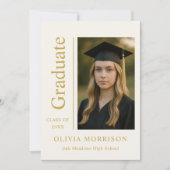 Trendy Modern Ivory Gold Photo Graduation Kaart (Voorkant)