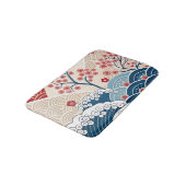Trendy Modern Japanese Wave & Sakura Pattern  Badmat (Gekanteld)