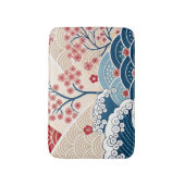 Trendy Modern Japanese Wave & Sakura Pattern  Badmat (Voorkant Verticaal)