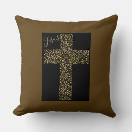 Trendy Modern Jesus Gold Cross Kussen