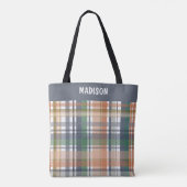 Trendy modern karostof tote bag (Achterkant)