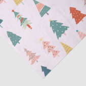 Trendy Modern kerstboompatroon op roze Tissuepapier (Detail)
