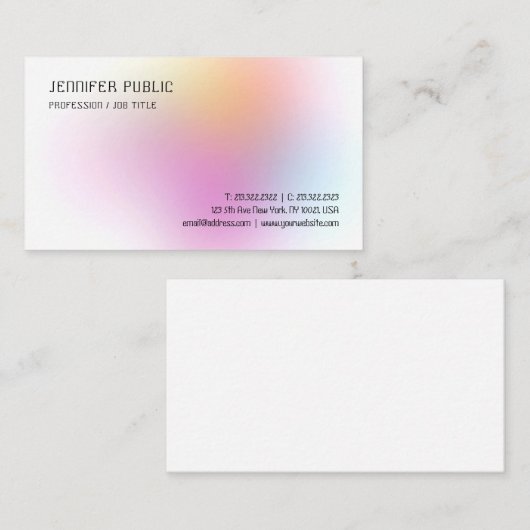 Trendy modern kleurrijk, elegant design visitekaartje (Voorkant / Achterkant)