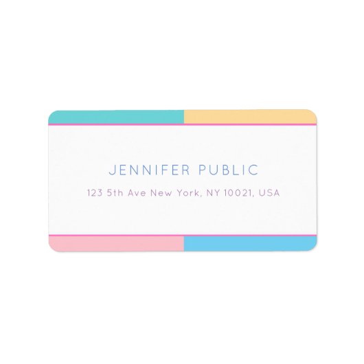 Trendy Modern Kleurrijk Ontwerp Sjabloon Adres Etiket (Voorkant)