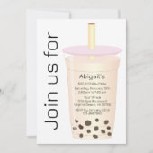 Trendy Modern Light Cream Milk Boba Tea Birthday Kaart (Voorkant)