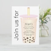 Trendy Modern Light Cream Milk Boba Tea Birthday Kaart (Staand voorkant)