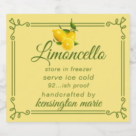 Trendy Modern Limoncello label voor kleine fles | Likeurfles Etiket