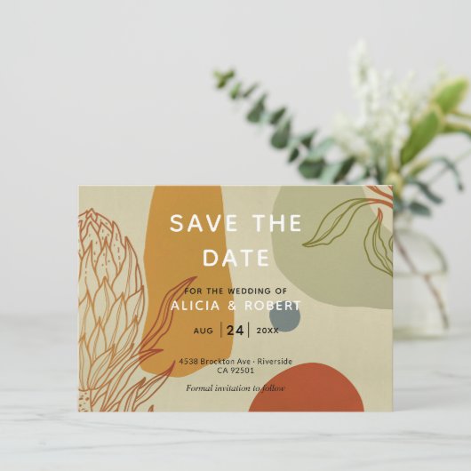 Trendy Modern Line Abstract Protea Botanical (Staand voorkant)