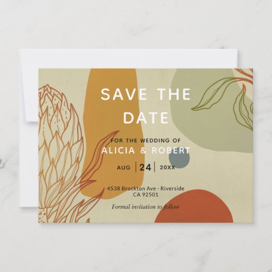 Trendy Modern Line Abstract Protea Botanical (Voorkant)