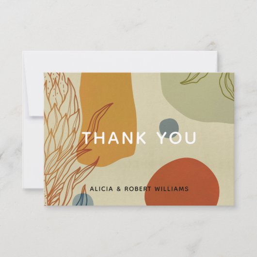 Trendy Modern Line Abstract Protea Botanical Bedankkaart (Voorkant)