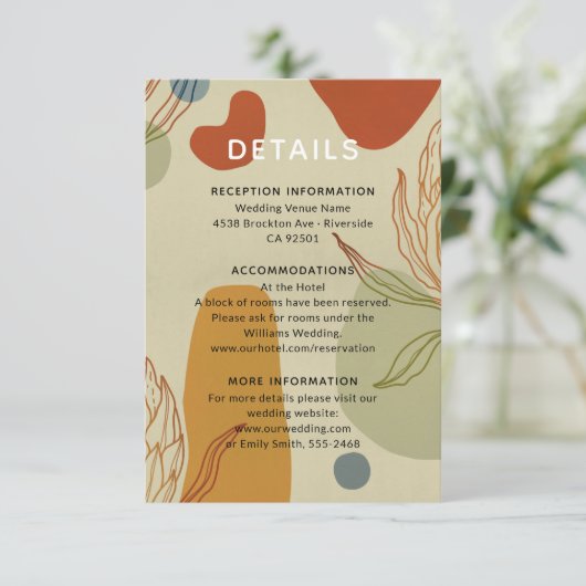 Trendy Modern Line Abstract Protea Botanical Informatiekaartje (Staand voorkant)