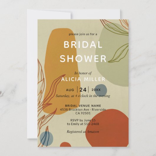 Trendy Modern Line Abstract Protea Botanical Kaart (Voorkant)