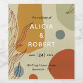 Trendy Modern Line Abstract Protea Botanical Wijn Etiket (Enkel label)