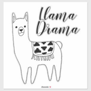 Trendy Modern Llama Sketch Llama Drama Script Sticker