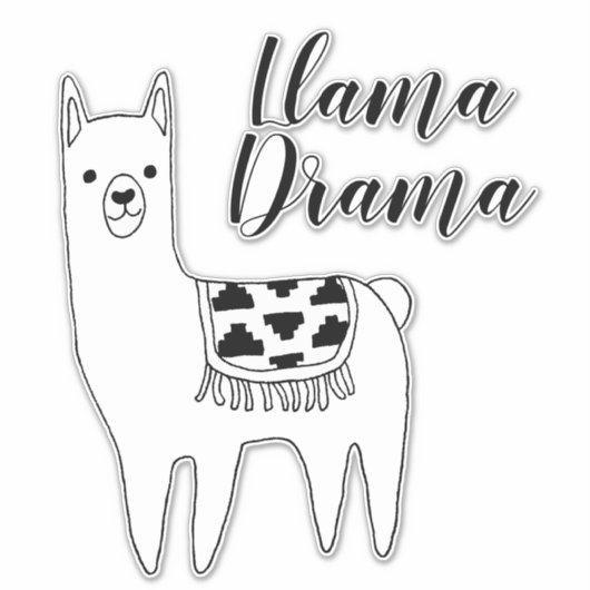 Trendy Modern Llama Sketch Llama Drama Script Sticker (Voorkant)