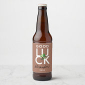 Trendy Modern Luck Mocha Bruin Groen Iers Pet Bier Etiket (Voorkant)