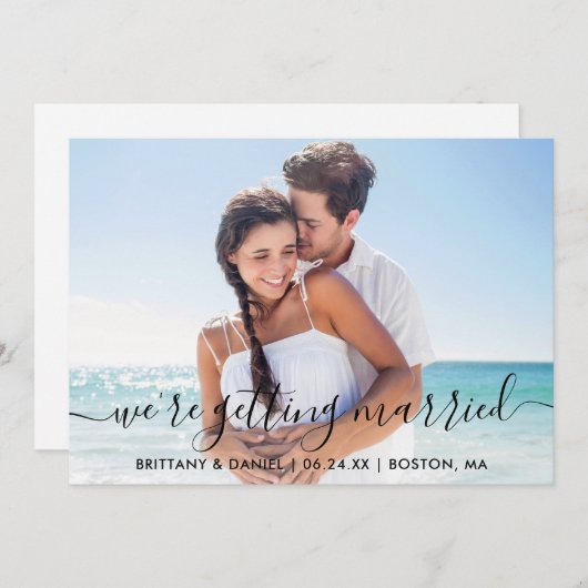 Trendy Modern manuscript dat samen sparen de Datum Save The Date (Voorkant / Achterkant)