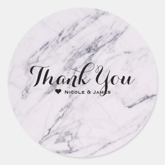 Trendy Modern Marble Elegant Wedding Favor Ronde Sticker (Voorkant)