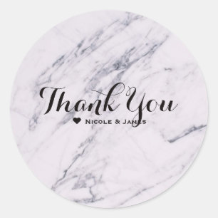 Trendy Modern Marble Elegant Wedding Favor Ronde Sticker