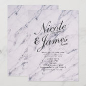 Trendy Modern Marble Elegant Wedding Invitations Kaart (Voorkant / Achterkant)