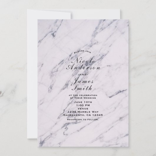 Trendy Modern Marble Elegant Wedding Invitations Kaart (Voorkant)