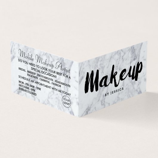 Trendy Modern Marble Makeup Artist Loyalty Card Visitekaartje (Buitenkant)