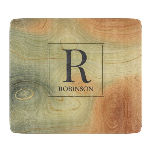 Trendy Modern Marble Monogram Snijplank (Voorkant)