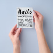 Trendy Modern Marble Nail Technicien, Nail Salon Flyer (Hand)