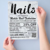 Trendy Modern Marble Nail Technicien, Nail Salon Flyer (Hand)