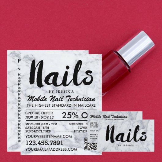 Trendy Modern Marble Nail Technicien, Nail Salon Flyer