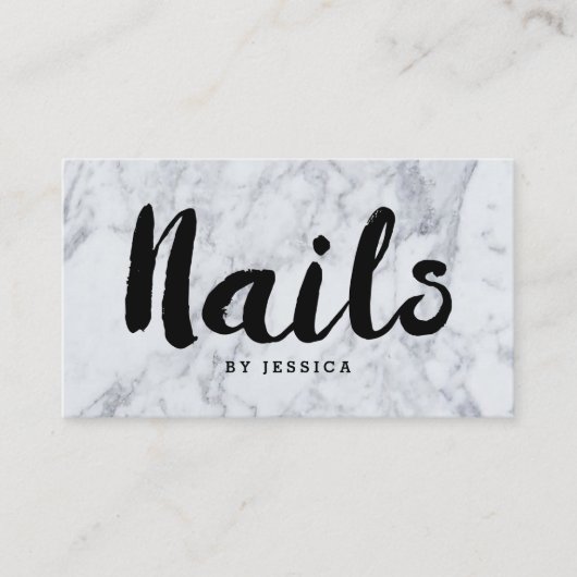Trendy Modern Marble Nail-technicus Visitekaartje (Voorkant)