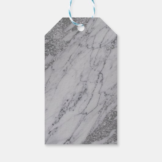 Trendy Modern Marble Silver Glam Elegant Wedding Cadeaulabel (Achterkant)