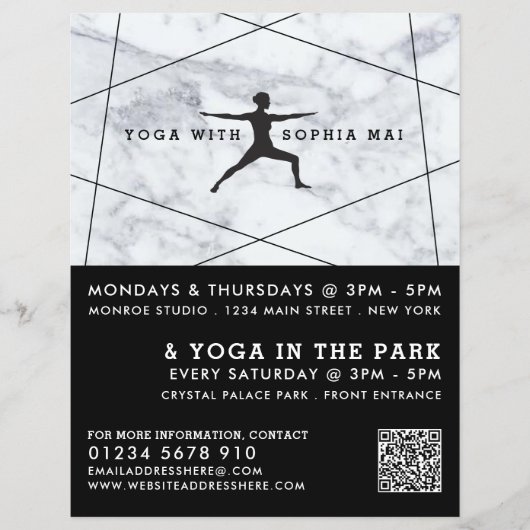 Trendy Modern Marble Yoga Class Adverteren Flyer (Voorkant)